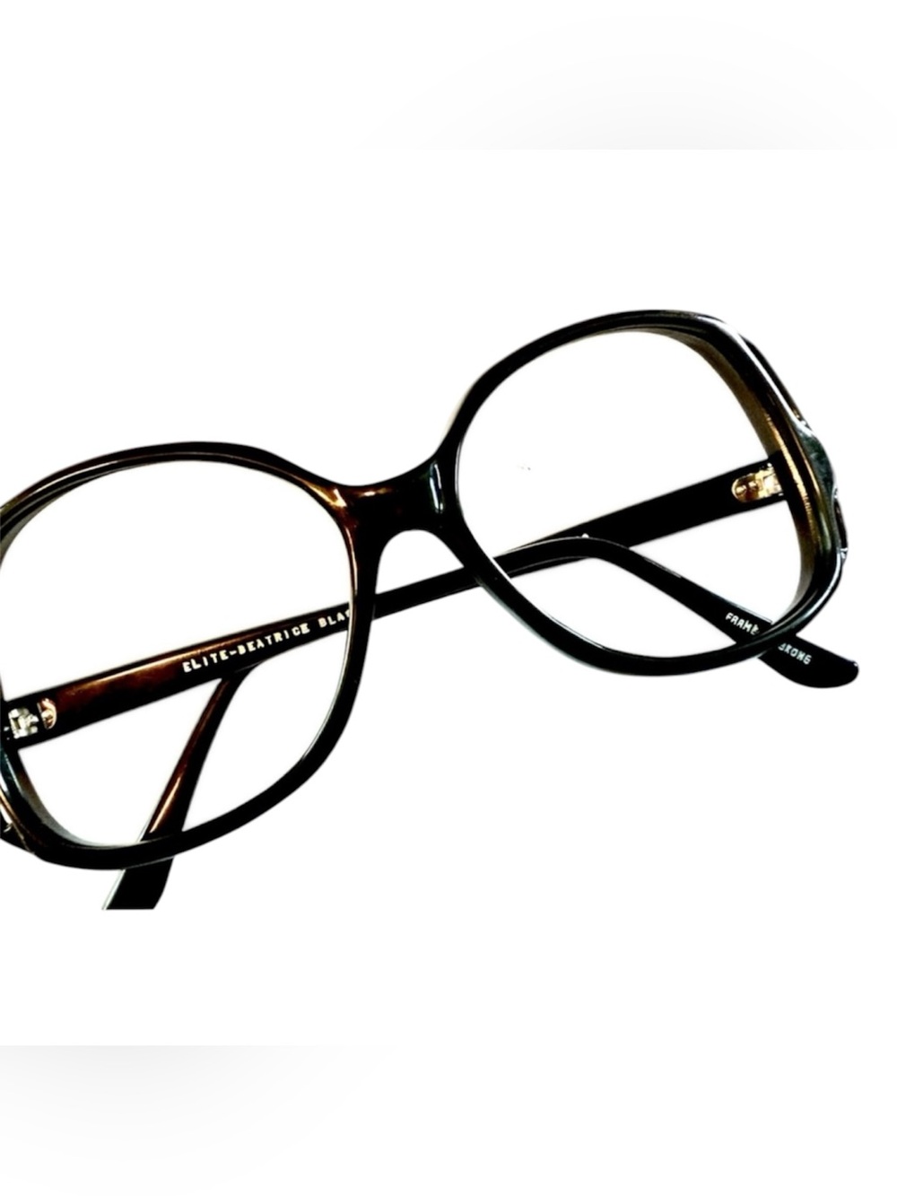 Vintage‎ Black Oversized Eyeglasses with Cutouts, by Elite Optical, Unworn